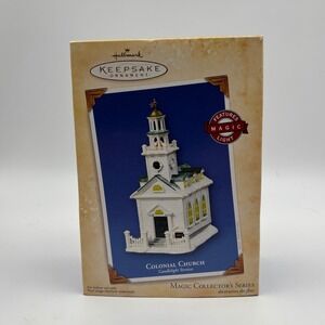 Hallmark Keepsake Ornament Colonial Church Candlelight Services Magic Light 2004